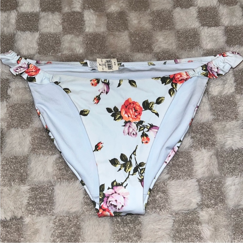 Aerie swim Light Blue Floral Bikini Bottom size medium